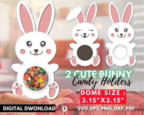 2 Bunny Candy Holder Svg DIY Candy Holder Svg Easter Candy - Etsy