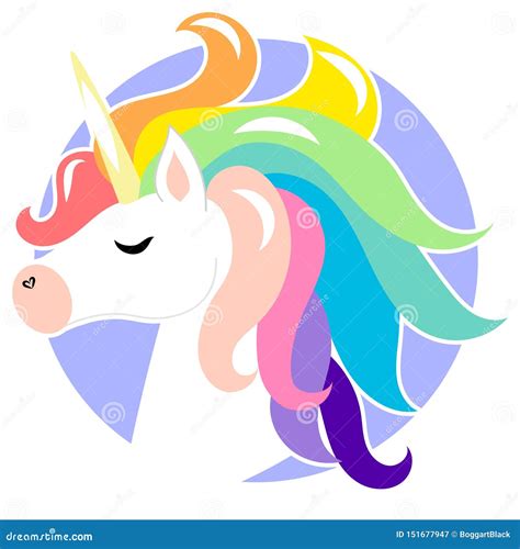 Cute Face Unicorn With Rainbow Hair Vector Cartoon Character