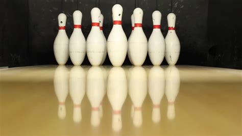 Bowling Pins On Strips Being Knocked Stock Footage Video 100 Royalty
