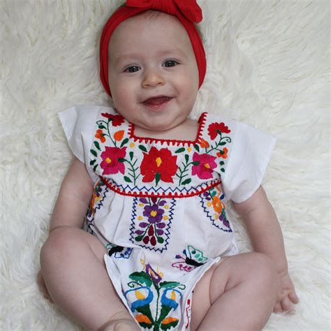 Traditionally Dress Mexican Girls And Baby Embroidery Flowers Etsy
