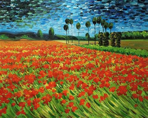 Vincent Van Gogh Field Of Poppies Hand Painted Oil Painting On Canvas