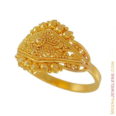 Indian Filigree Ring 22k Gold Rilg6496 22kt Gold Indian Filigree