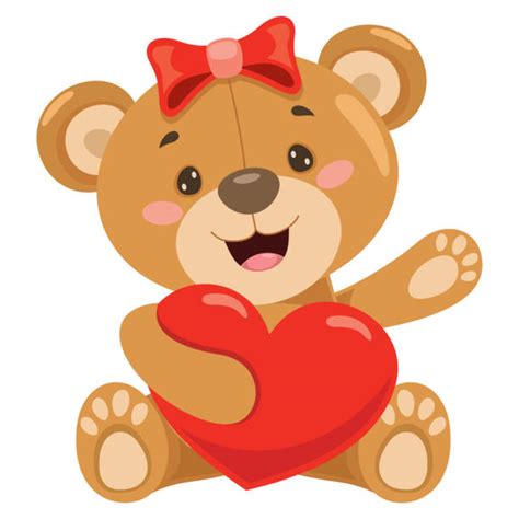 Teddy Bear Holding Heart Illustrations Royalty Free Vector Graphics