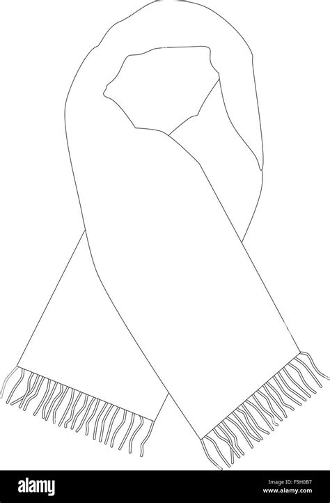 White Winter Scarf Vector Isolated Fashionable Accessory Outline