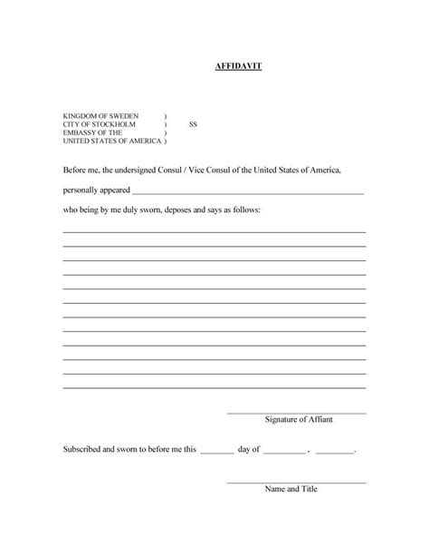Free Printable Blank Affidavit Form Printable Templates
