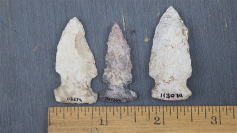 3 Side Notched Native American Indian Arrowheads Ket Artifacts