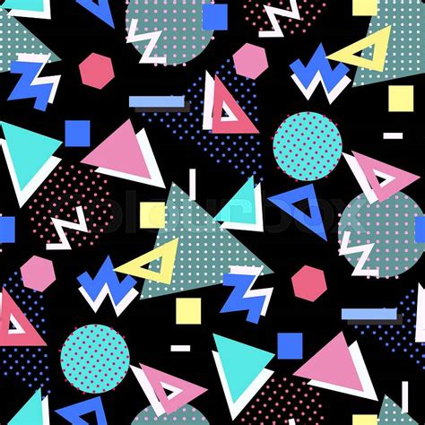 Memphis Seamless Pattern Of Geometric Shapes Abstract 80s 90s Styles
