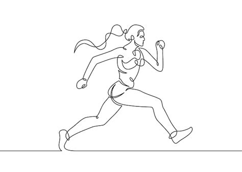 Premium Vector Continuous One Drawn Line Silhouette Of Running