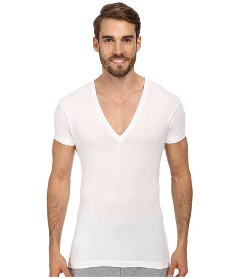 Xist Cotton X Ist Pima Slim Fit Deep V Neck T Shirt In White For Men