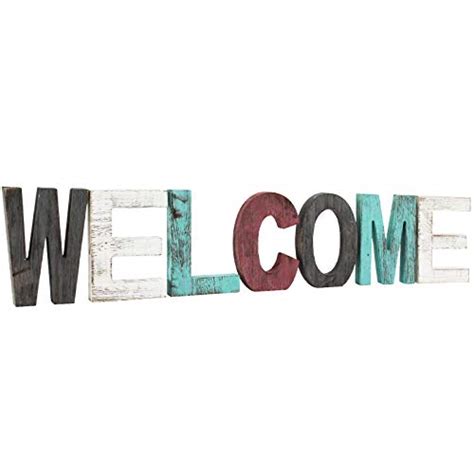 Rustic Wood Welcome Sign Decorative Wooden Block Word Signs