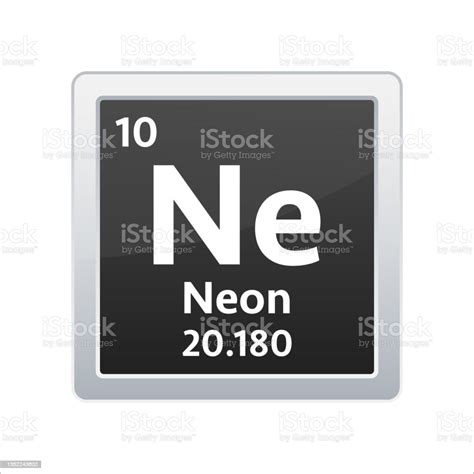 Simbol Neon Unsur Kimia Dari Tabel Periodik Ilustrasi Stok Vektor