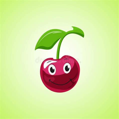 Cherry Cartoon Character Sonriente Simple Icono Sonriente Lindo De La