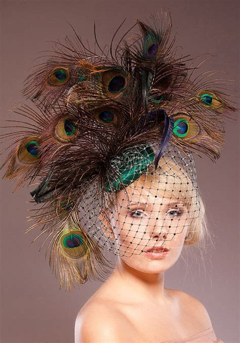 peacock headpiece spectacular oversized vintage inspired weddings fascinator races emerald