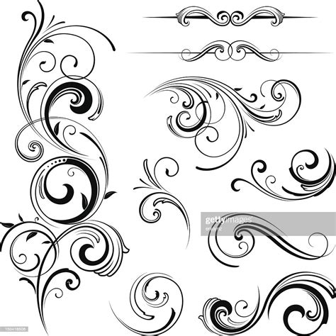 Elegant Swirling Flourishes High Res Vector Graphic