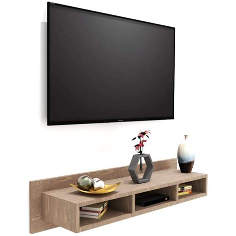 Furnifry Wooden Wall Mounted Floating Tv Stand Oak Furnifry