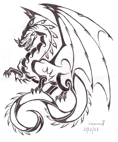 Dragon Stencil Dragon Tattoo Sketch Dragon Tattoo Vector Tribal
