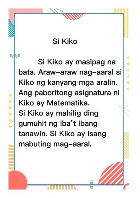 Tagalog Reading Stories Mga Babasahin Sa Wikang Filipino University