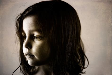 Little Girl Child Girl Face Black And White Wallpaper