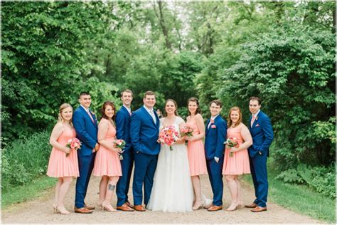 Navy Blue And Coral Wedding With A Nod To The Chicago Cubs