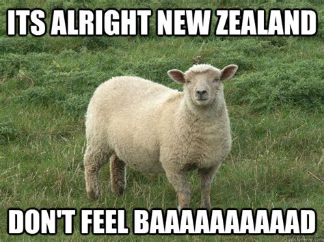 Its Alright New Zealand Dont Feel Baaaaaaaaaad Sheep Quickmeme
