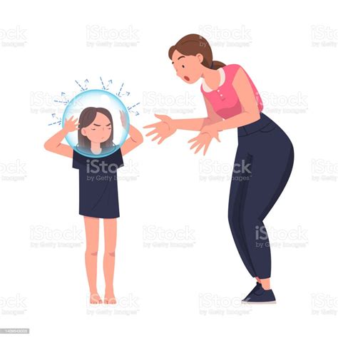 Ilustración De Mujer Madre Hablando Con Su Hija Con Bombilla De Vidrio