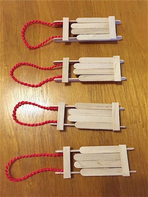 36 Wooden Popsicle Stick Sled Ornament For Christmas Tree Popsicle