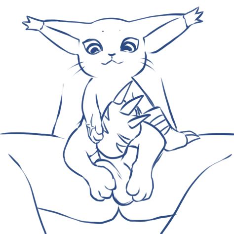 rule 34 ambiguous gender animated aogami digimon feline gatomon handjob human male