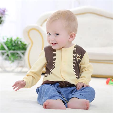 2018 New Style Cowboy Baby Romper Long Sleeve 100 Cotton Baby Pajamas