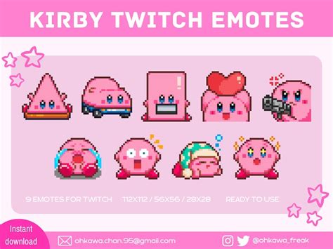 Kirby Twitch Emotes Cute Emotes Kawaii Streamer Pixel Etsy Canada