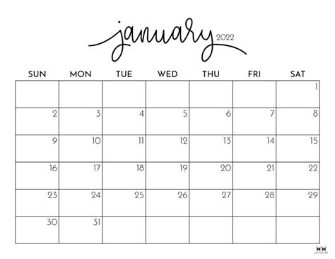 January 2022 Calendar Free Printable Calendar Free Printable January