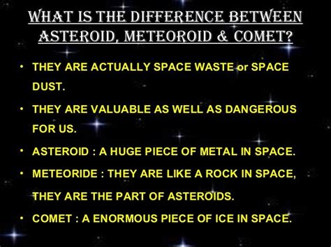 Asteriods Meteors And Comet