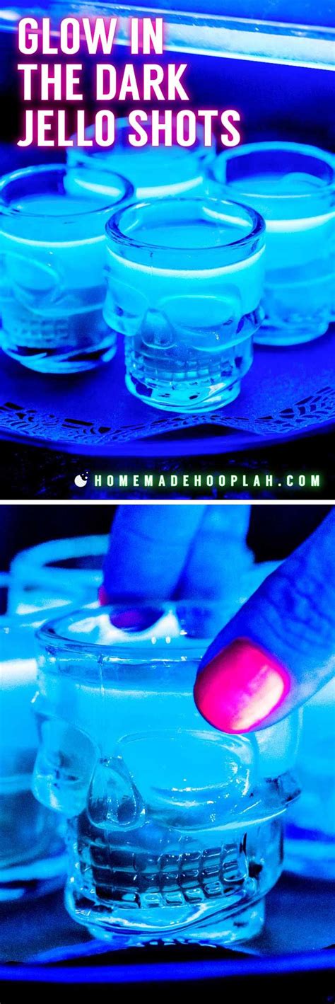 Two Pictures With The Words Glow In The Dark Jello Shots