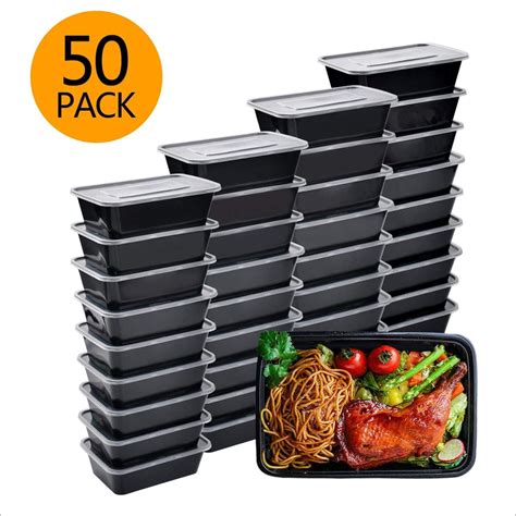 Meal Prep Containers 50 Pack Bento Boxes Disposable Plastic Bento