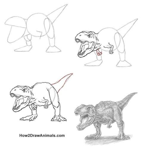 How To Draw A Cartoon T Rex Step By Step At Drawing Tutorials