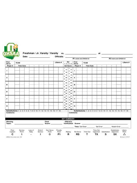 2021 Volleyball Score Sheet Fillable Printable Pdf
