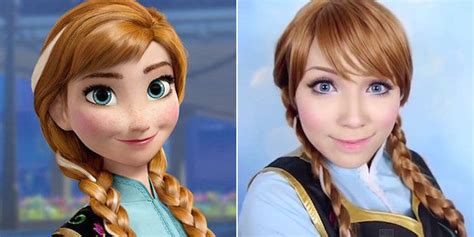 Two Pictures Of Frozen Princesses One With Long Hair And The Other With Blue Eyes