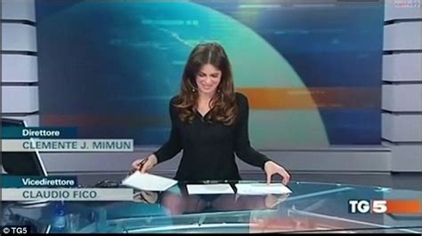 Italian Tv Presenter Accidentally Flashes Underwear Behind A Glass Desk
