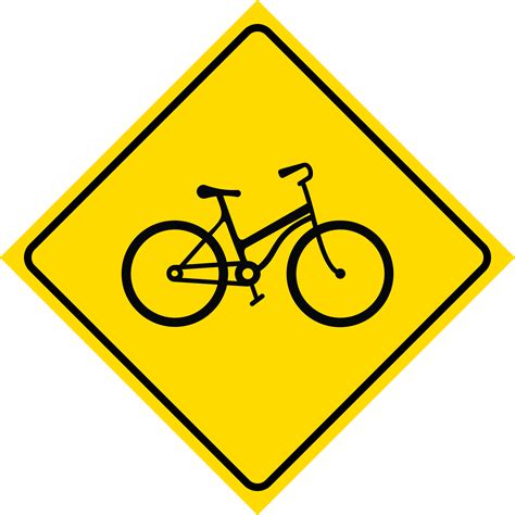 Yellow Diamond Bike Crossing Signs Plastic Square Sign Single Sign