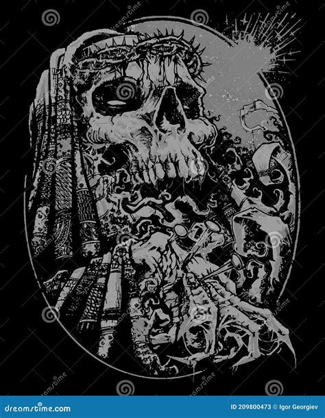 Jesus Skull Vector Tattoo Template Stock Vector Illustration Of