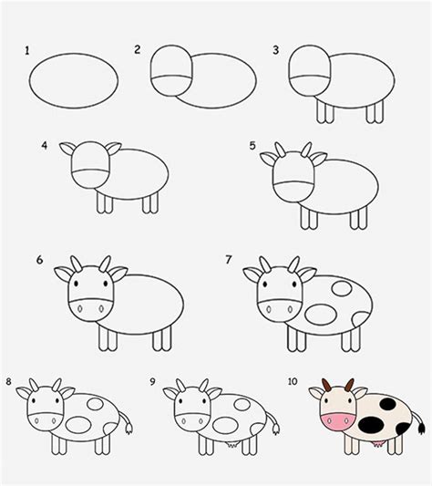 2 Easy Tutorials On How To Draw A Cow For Kids Easy Animal Drawings