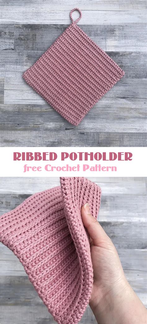 ribbed potholder free crochet pattern tutorials and more