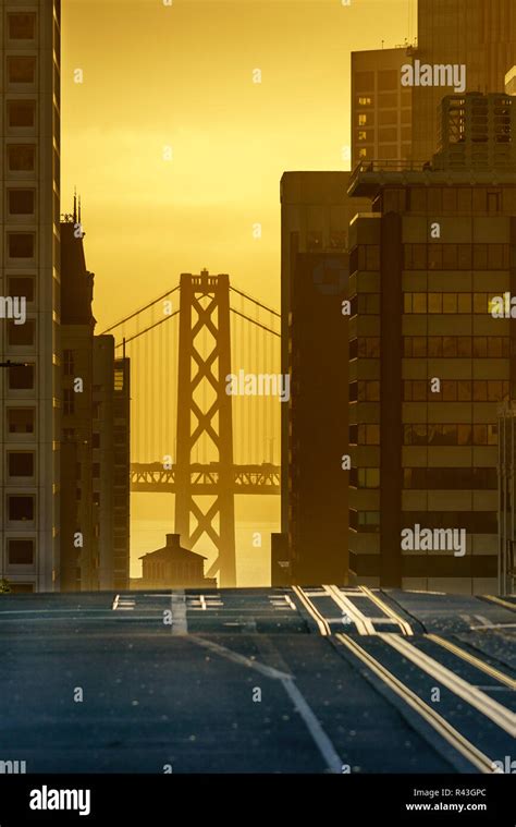Bay Bridge Seems From Downtown San Francisco Usa Stock Photo Alamy