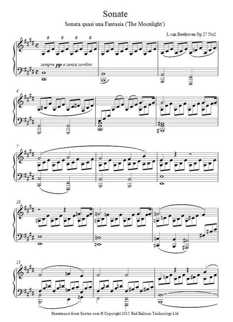 The tempo is rather slow and the melody is not half an hour with our piano notes every day should do the work. Beethoven - Moonlight Sonata (1st mvt) sheet music for Piano - 8notes.com