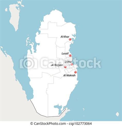 Map Of Qatar With World Cup 2022 Host Cities Stock Image Everypixel