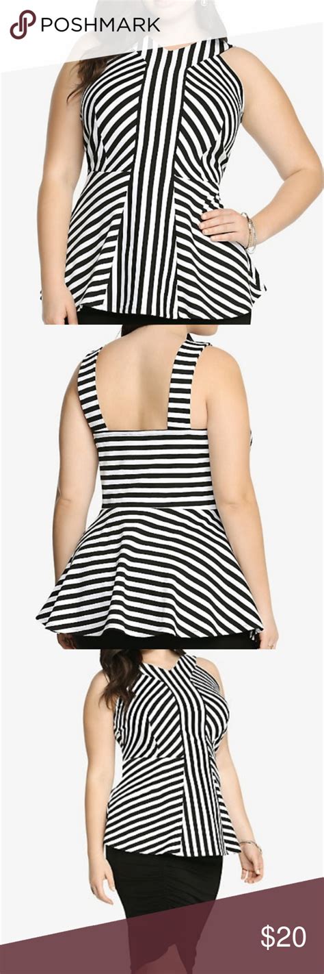 Wide and loose fit racerback tank top. Torrid striped v-neck peplum tank top size 3 A ...