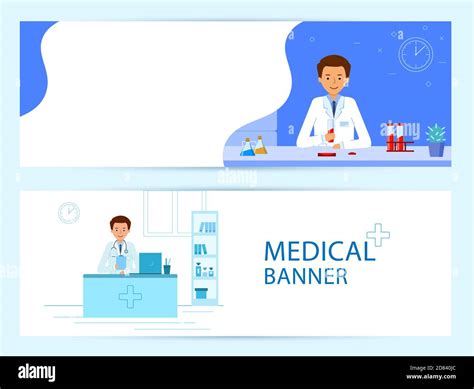 Horizontal Medical Banner Doctor Therapist Sitting At A Table In The