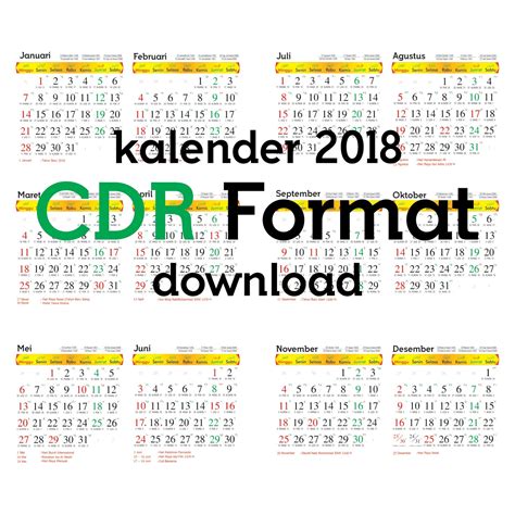 Download Template Kalender 2018 Cdr Jawa Masehi Dodo Grafis