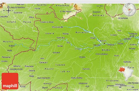 Physical 3d Map Of Amazonas