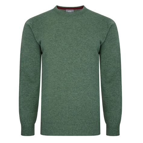 Mens Peter Gribby Lambswool Crew Neck Jumper In Sage