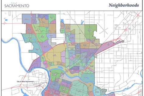 The City Of Sacramento Ca Neighborhoods Map Part 1 Map Sacramento